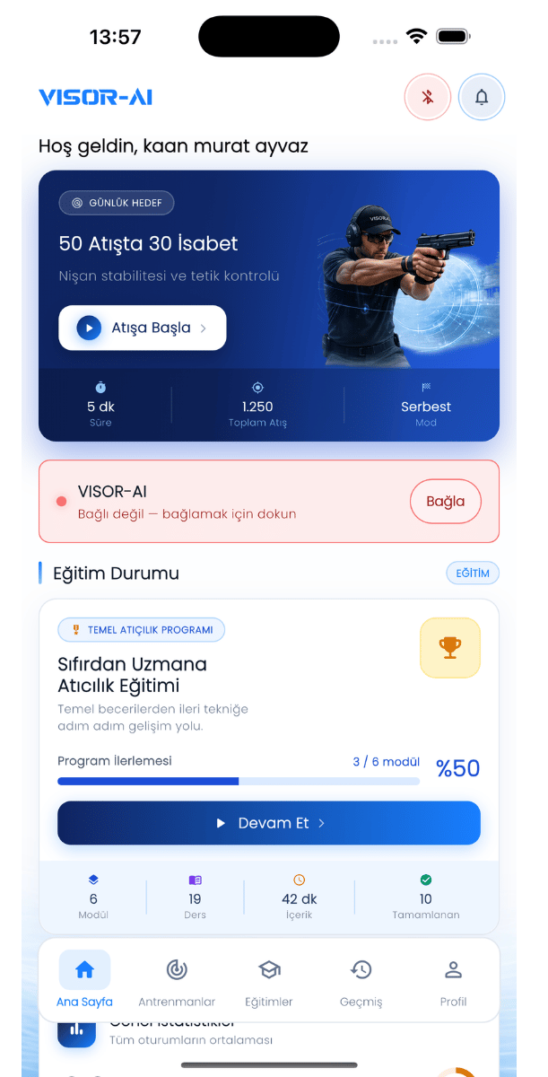 VISOR App screen