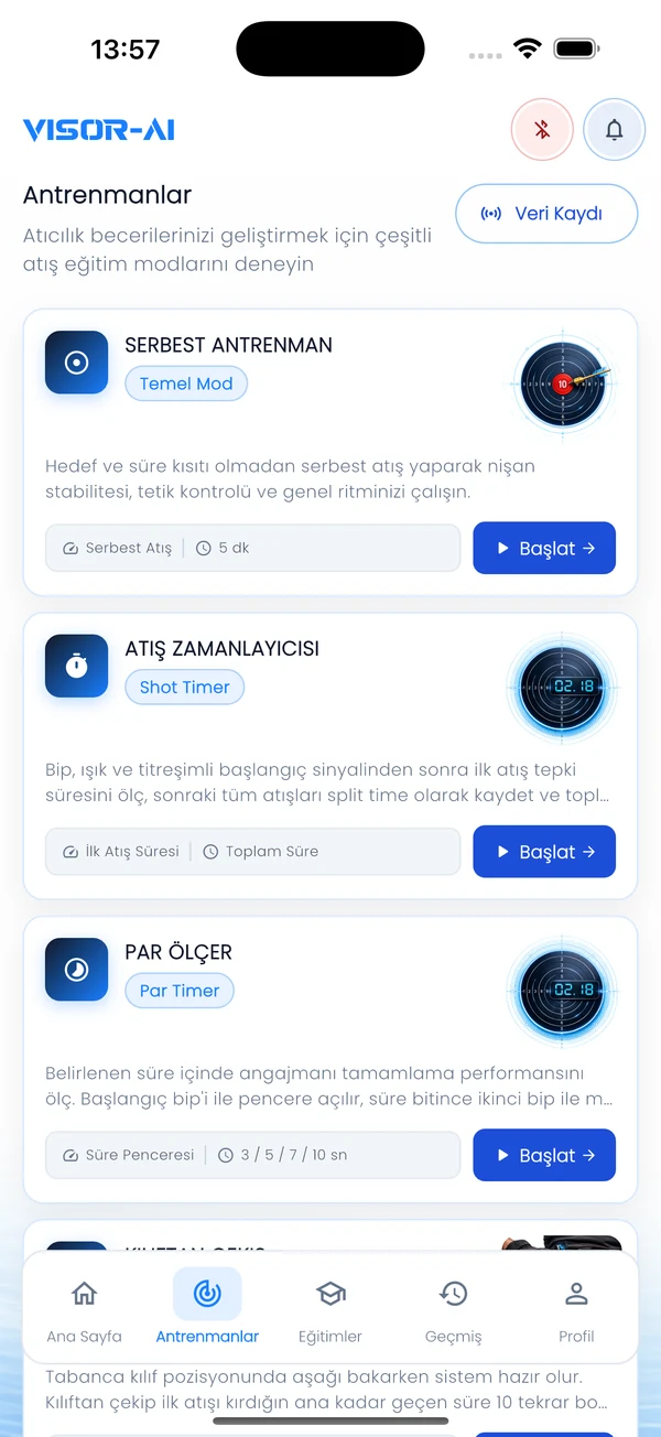 VISOR App Trainingsmodi